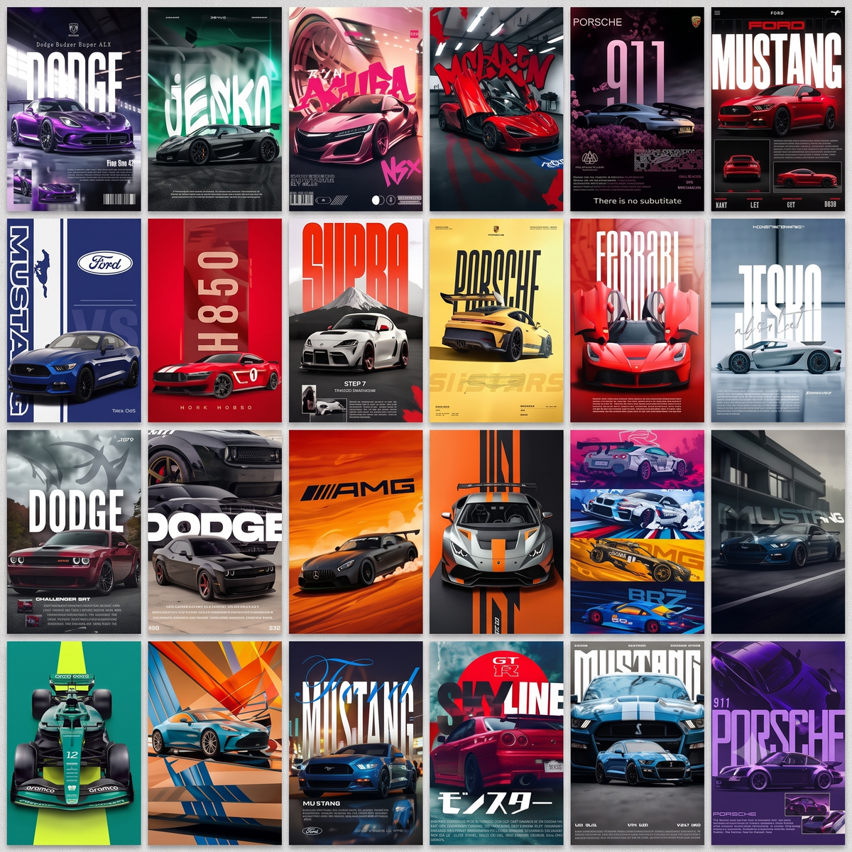 Aesthetic Sports Car Wall Collage | 24pcs kit