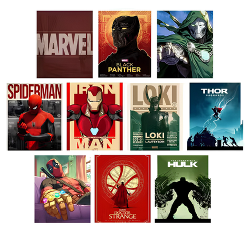 Marvel's Superhero wall posters | Pack of 10 | A4 Size Best Marvel's Superheros Poster